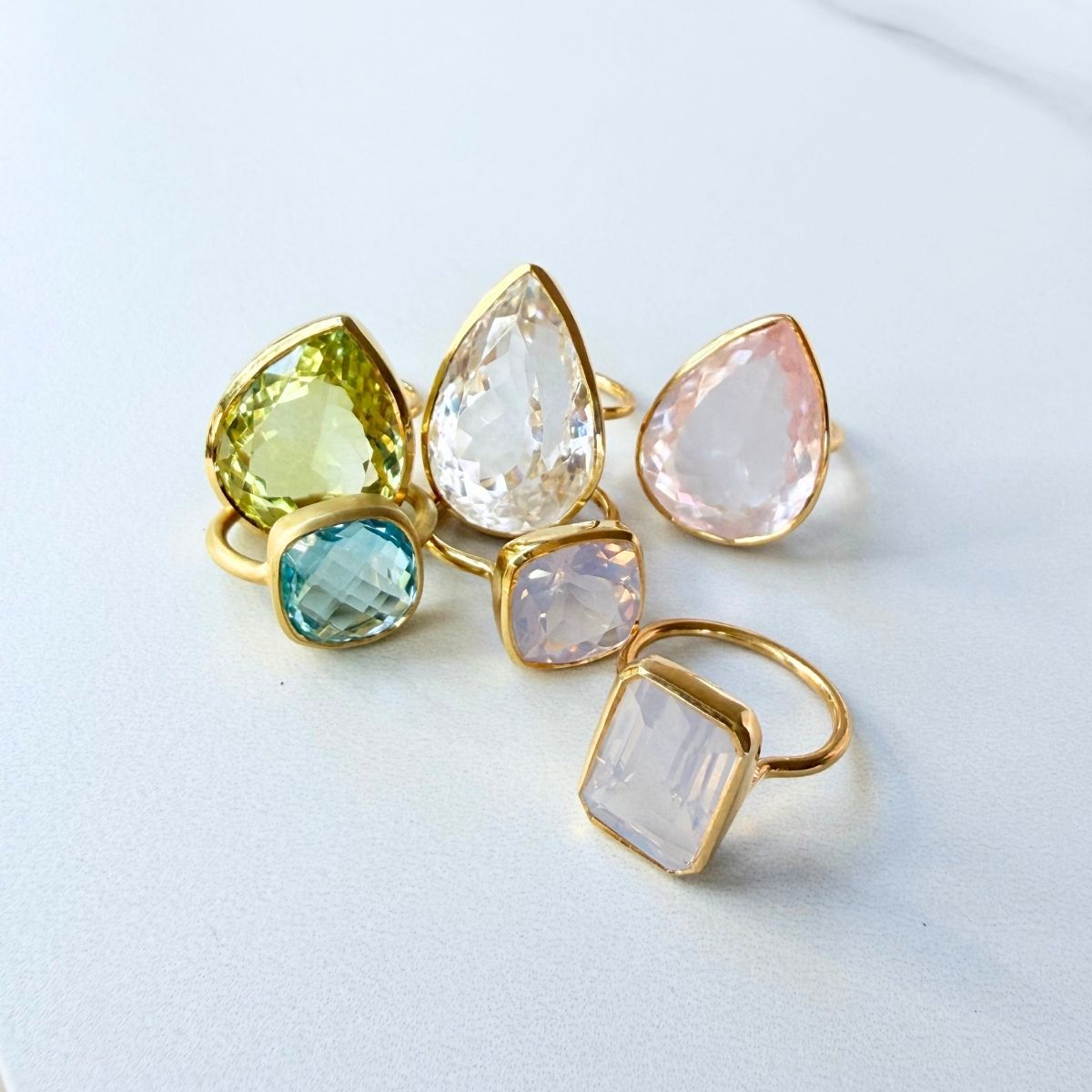Candy Gem: Swiss Blue Topaz Cocktail Ring (square)