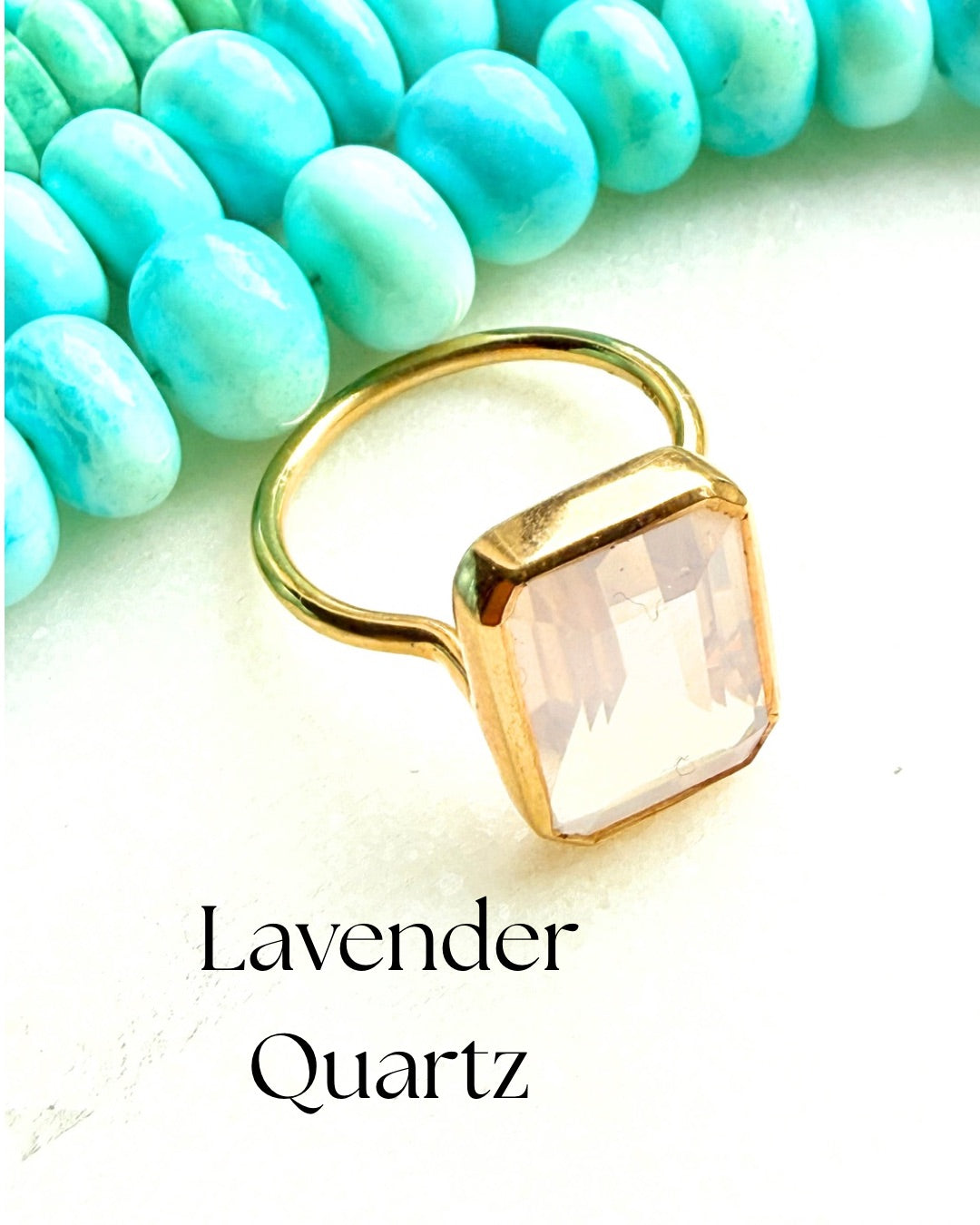 Candy Gem: Lavender Quartz Cocktail Ring (rectangle)