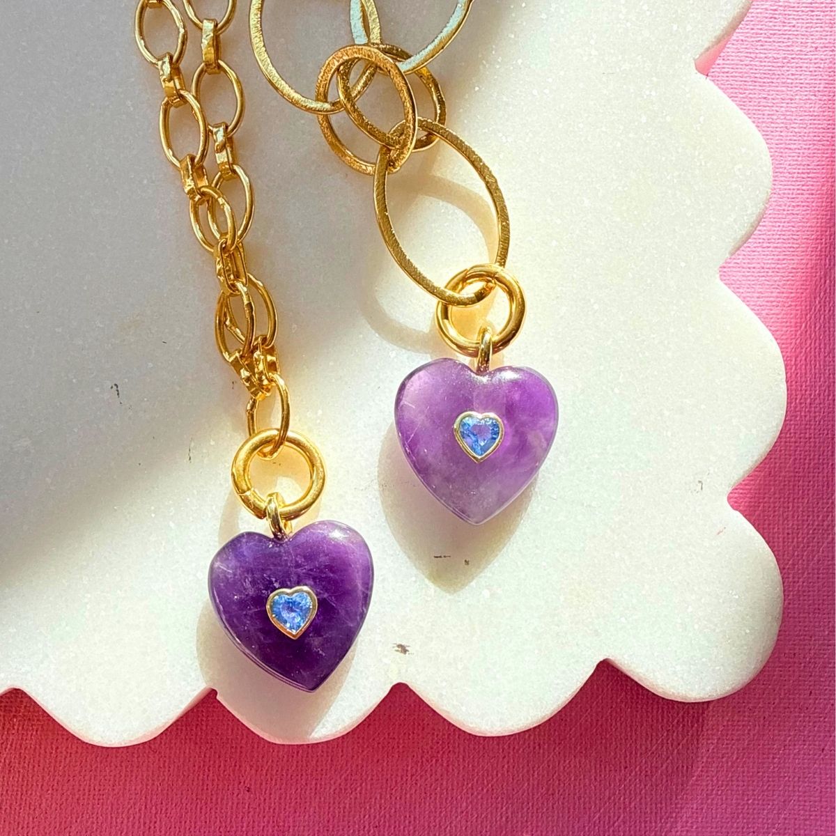 Hearts Alive (amethyst or lapis lazuli): Pendants & Chain