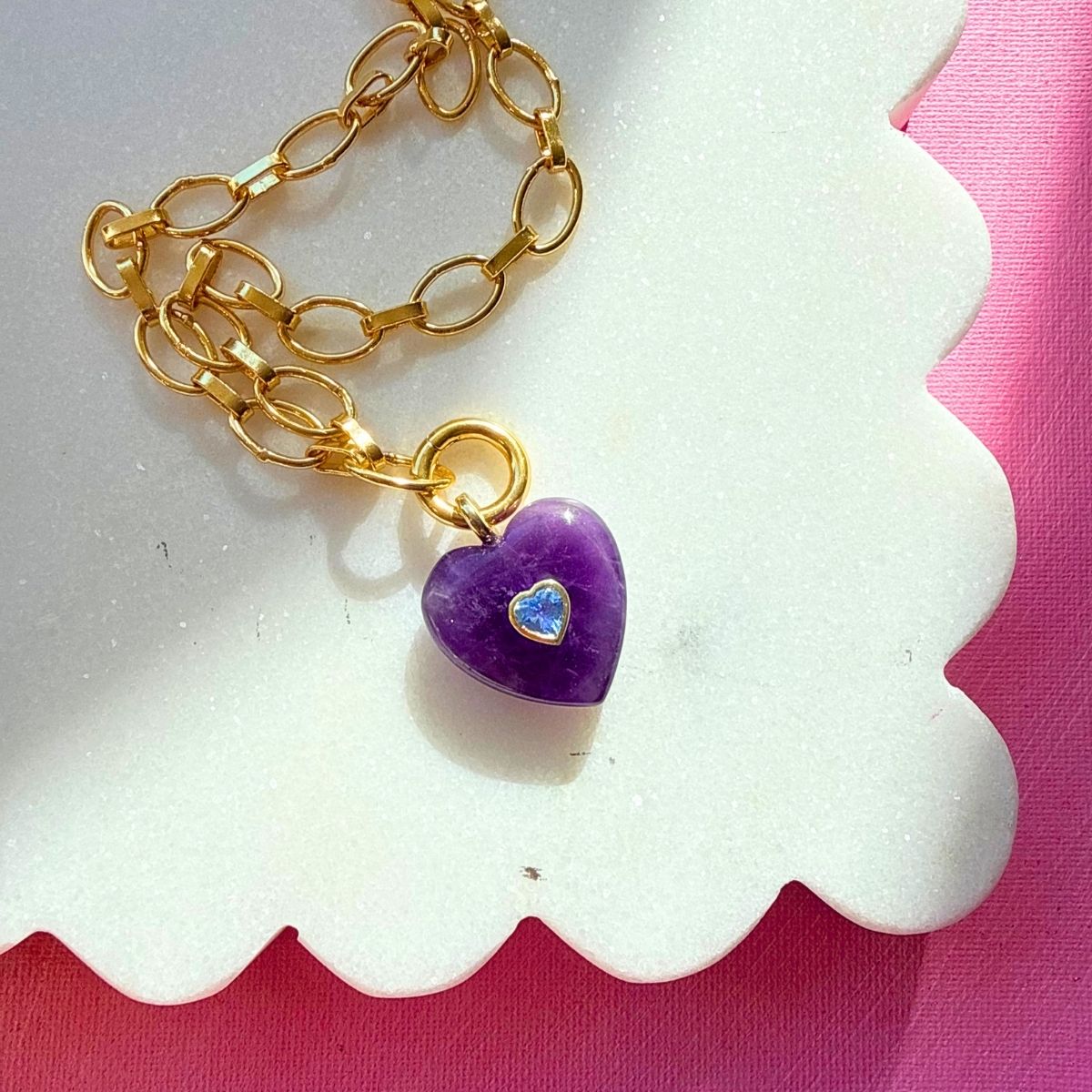 Hearts Alive (amethyst or lapis lazuli): Pendants & Chain