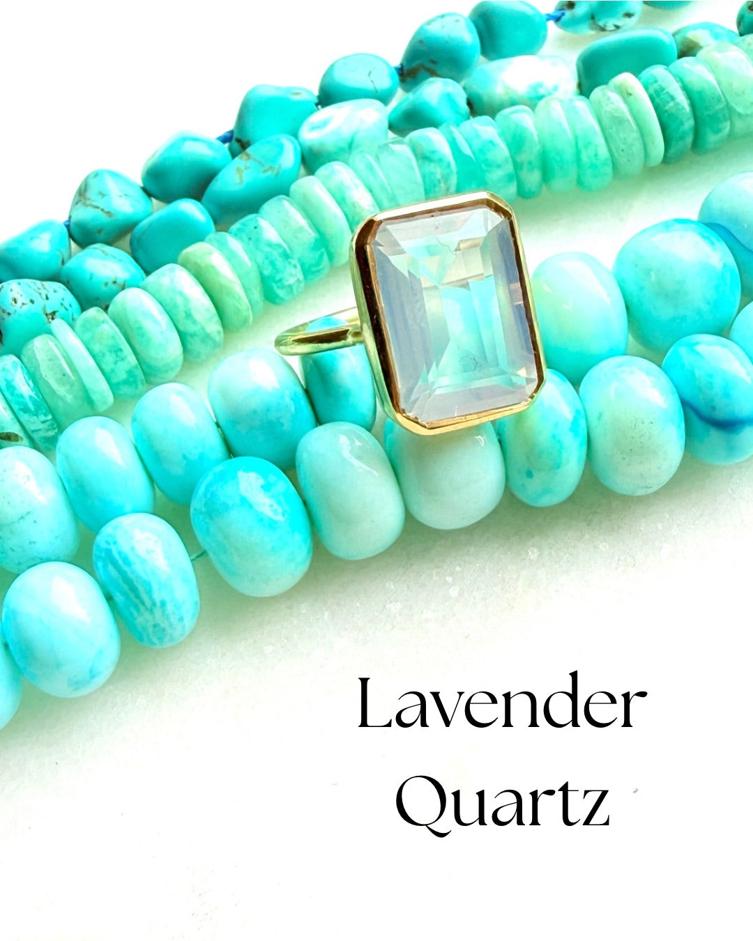 Candy Gem: Lavender Quartz Cocktail Ring (rectangle)