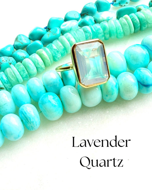 Candy Gem: Lavender Quartz Cocktail Ring (rectangle)