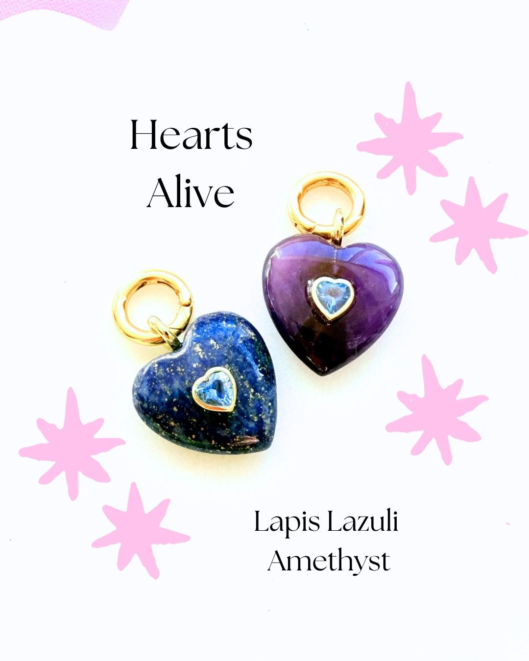 Hearts Alive (amethyst or lapis lazuli): Pendants & Chain