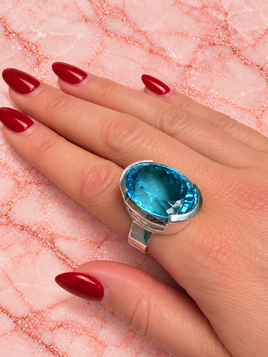 Blue Topaz Oval Cocktail Ring