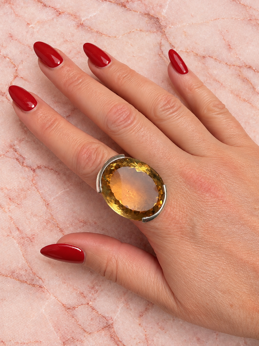 Citrine Large Oval Cocktail Ring