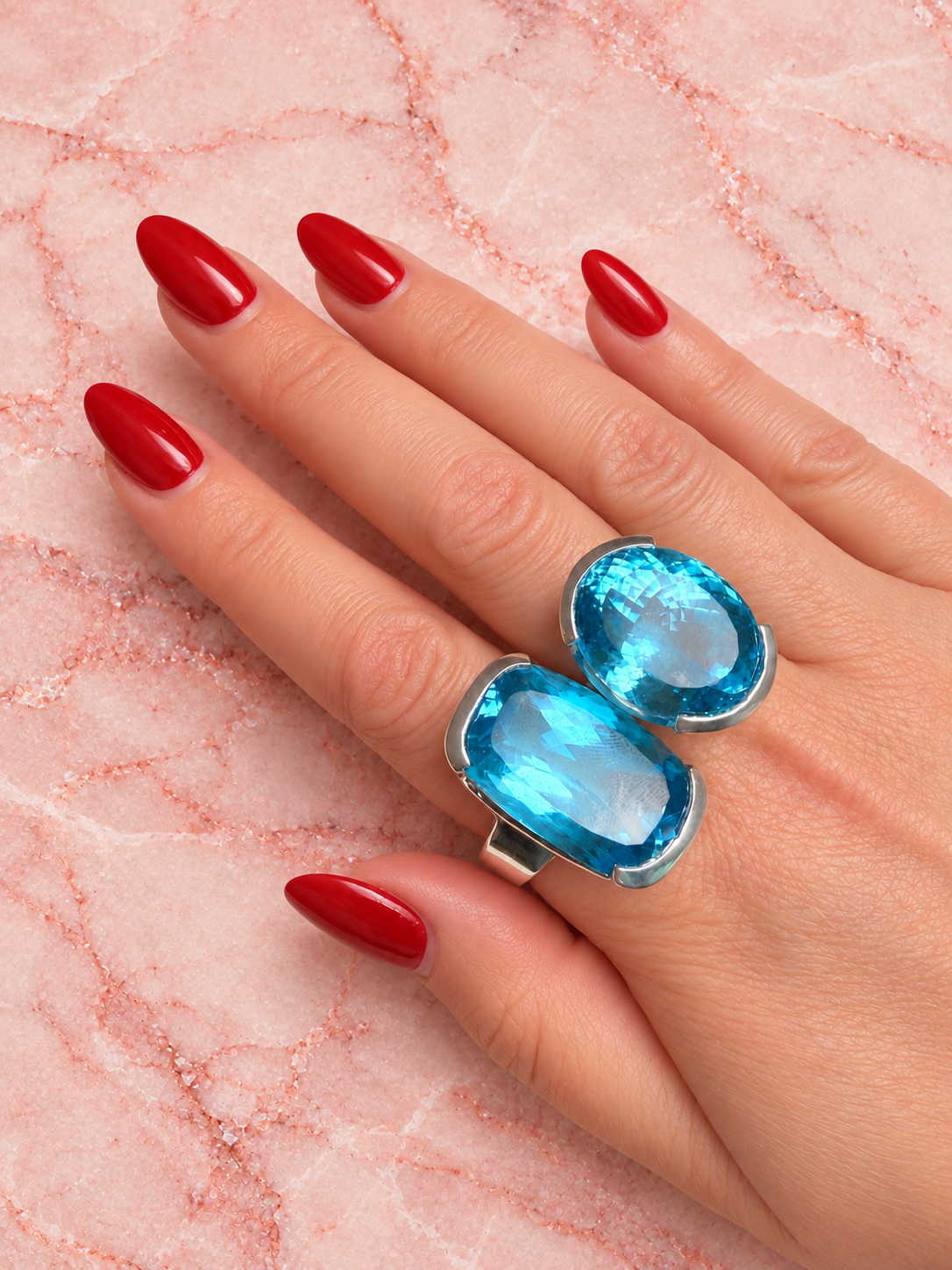 Blue Topaz Oval Cocktail Ring