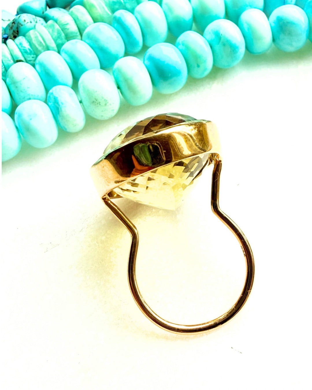 Candy Gem: Lemon Topaz Quartz Cocktail Ring (oval)