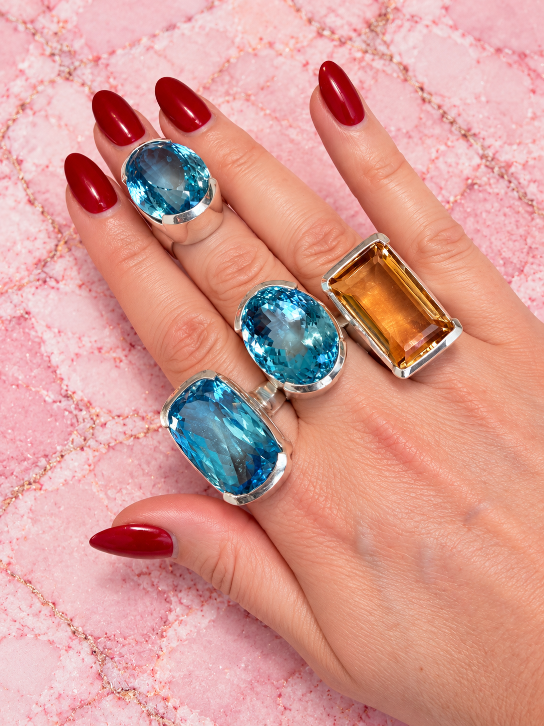 Citrine Large Rectangle Cocktail Ring