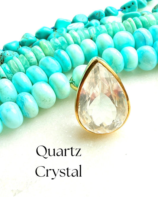 Candy Gem: Clear Crystal Quartz Cocktail Ring (teardrop)