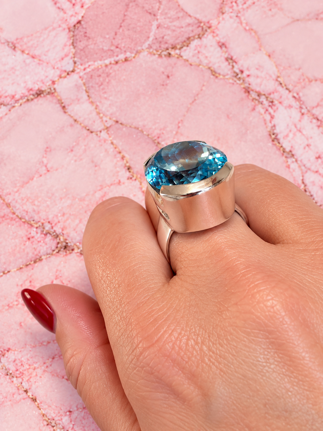 Blue Topaz Oval Cocktail Ring
