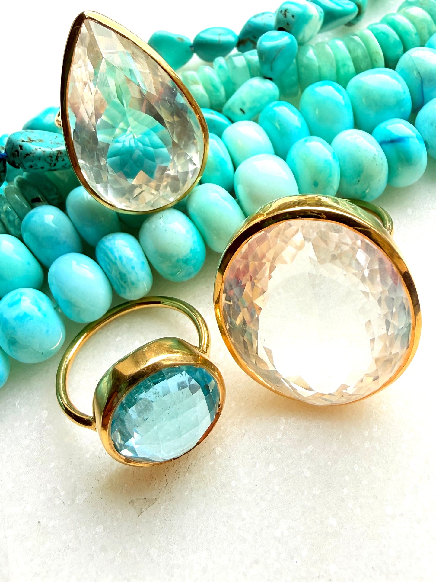 Candy Gem: Swiss Blue Topaz Cocktail Ring (round)