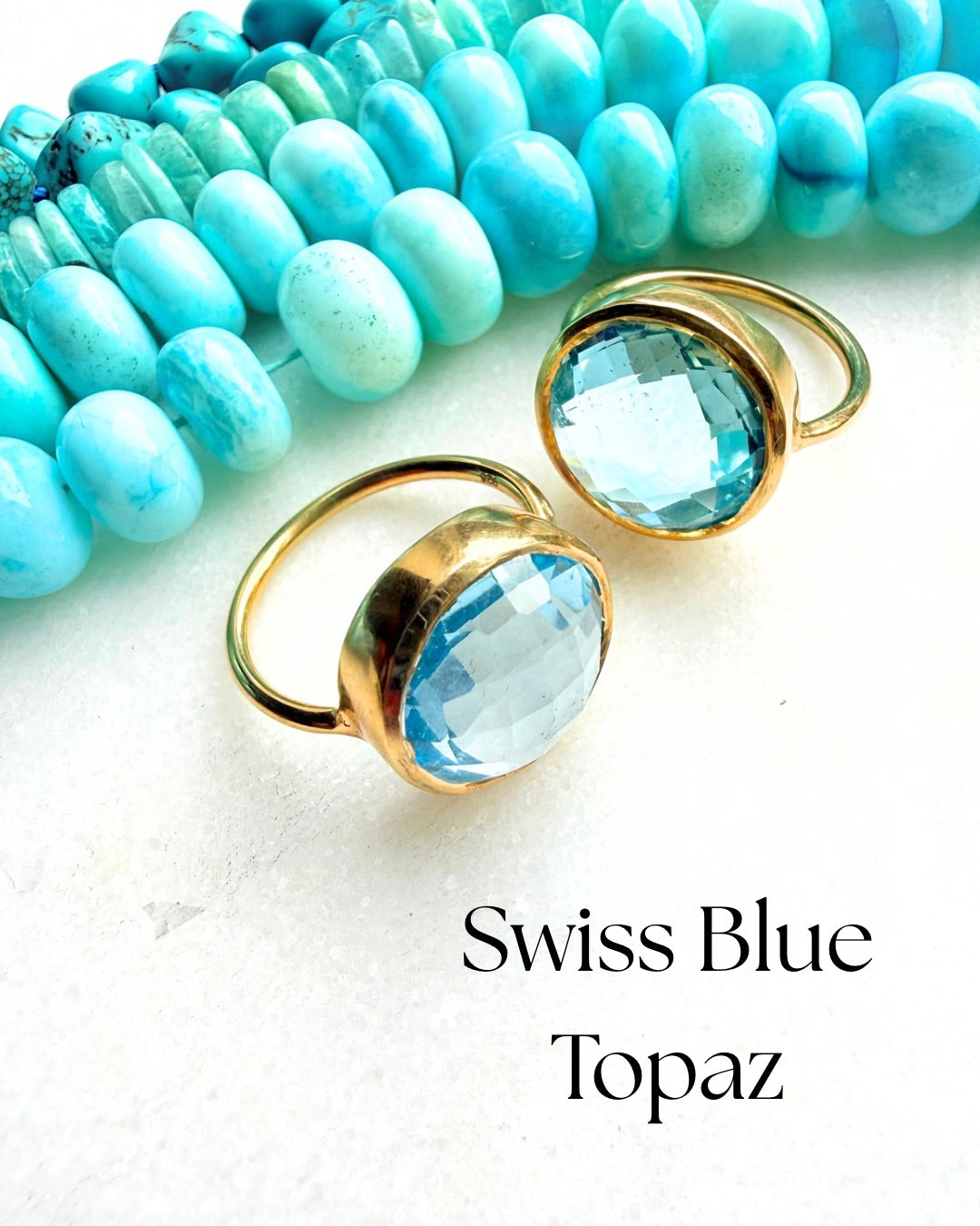 Candy Gem: Swiss Blue Topaz Cocktail Ring (round)