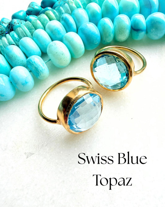 Candy Gem: Swiss Blue Topaz Cocktail Ring (round)