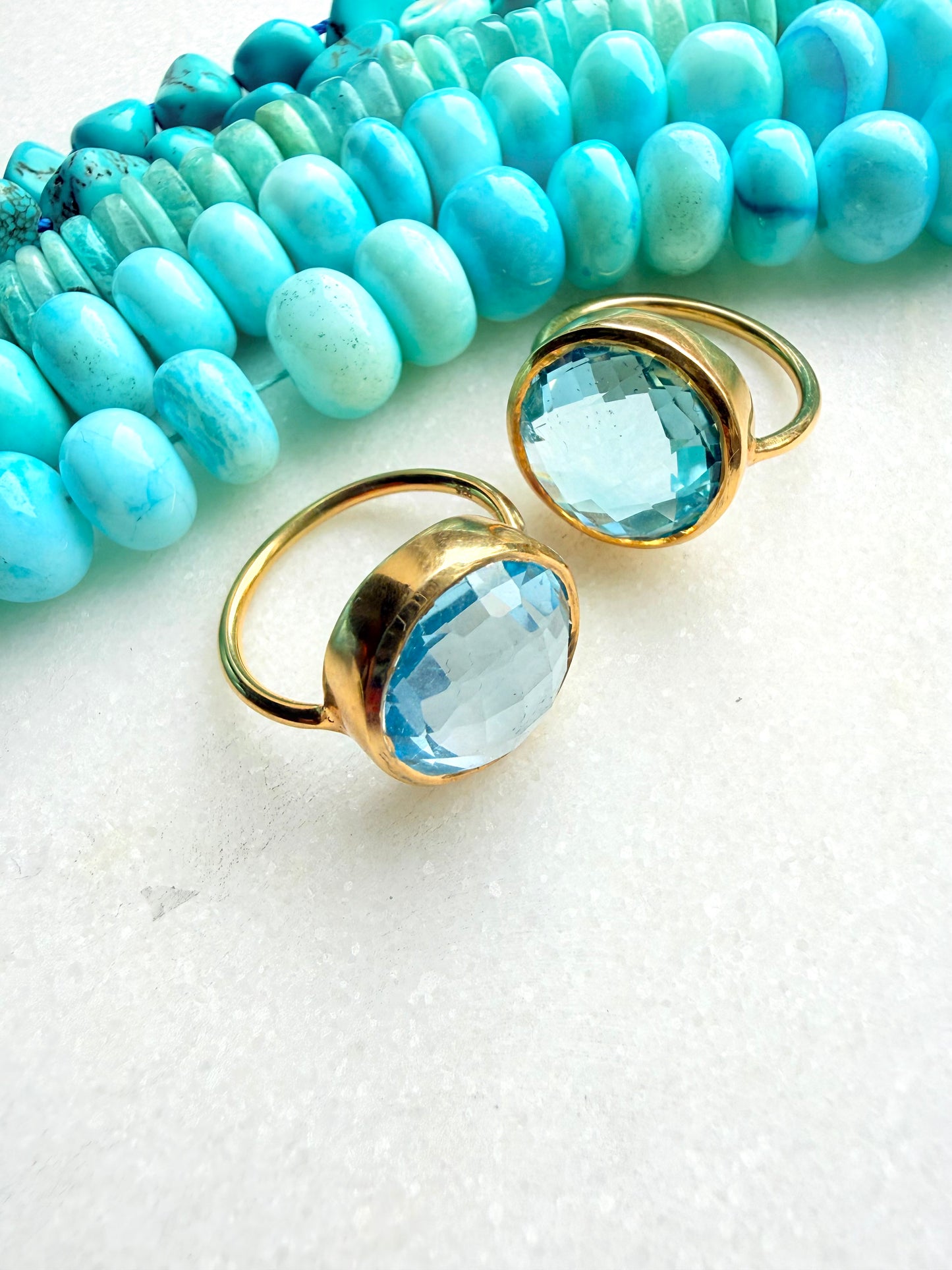 Candy Gem: Swiss Blue Topaz Cocktail Ring (round)