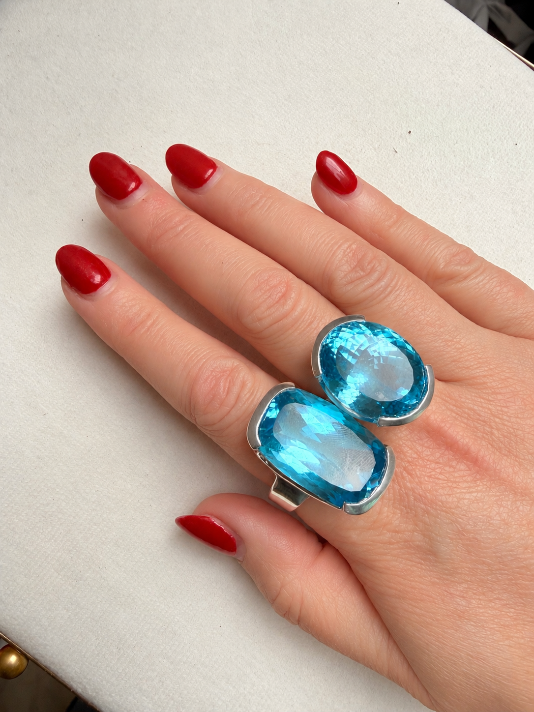 Blue Topaz Large Rectangle Cocktail Ring