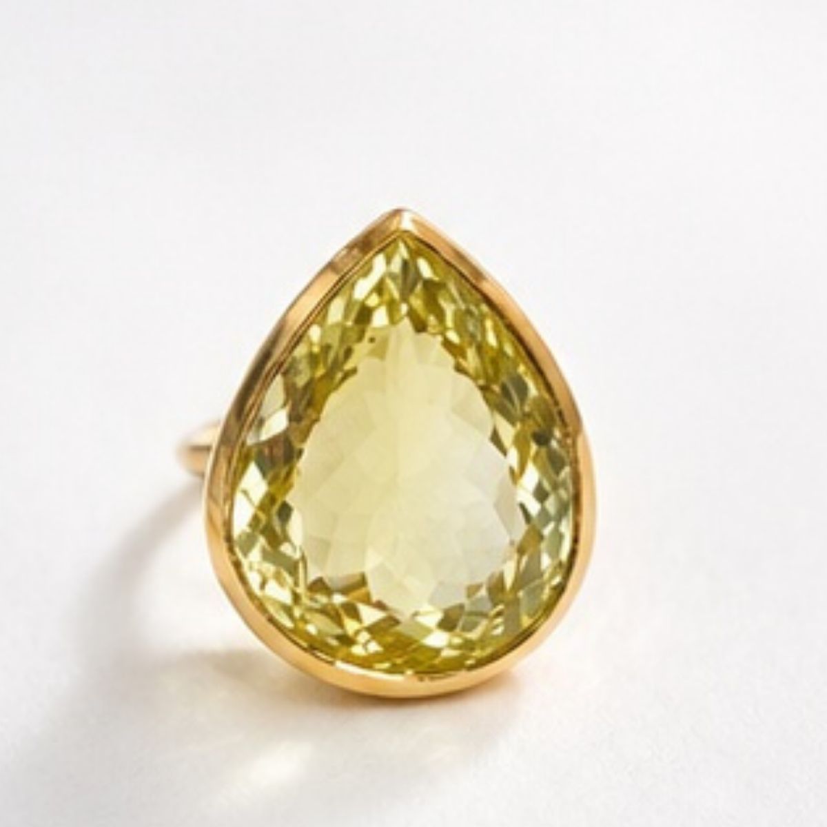Candy Gem: Lemon Topaz Quartz Cocktail Ring (teardrop)