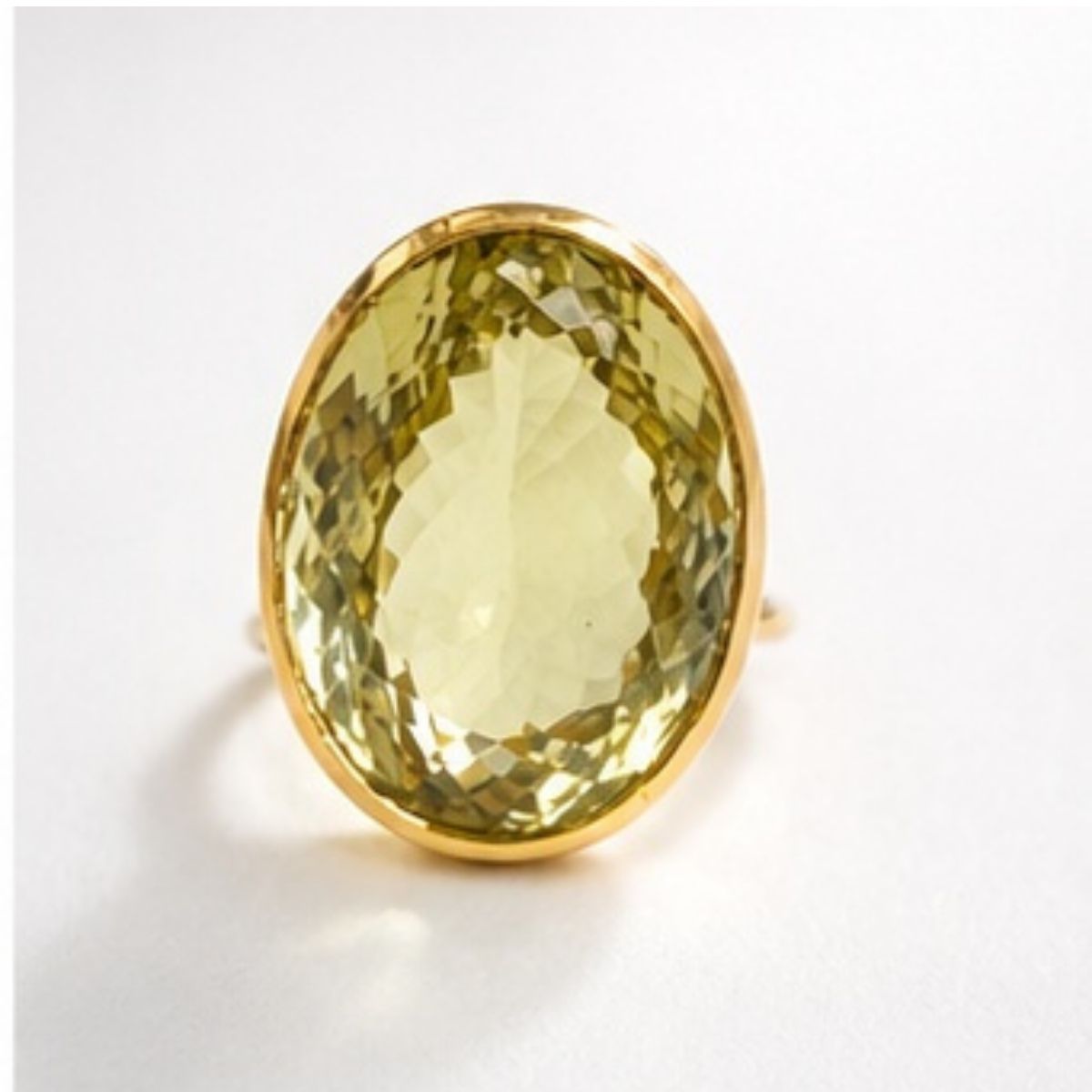 Candy Gem: Lemon Topaz Quartz Cocktail Ring (oval)