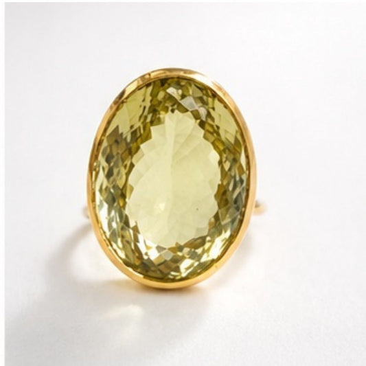 Candy Gem: Lemon Topaz Quartz Cocktail Ring (oval)