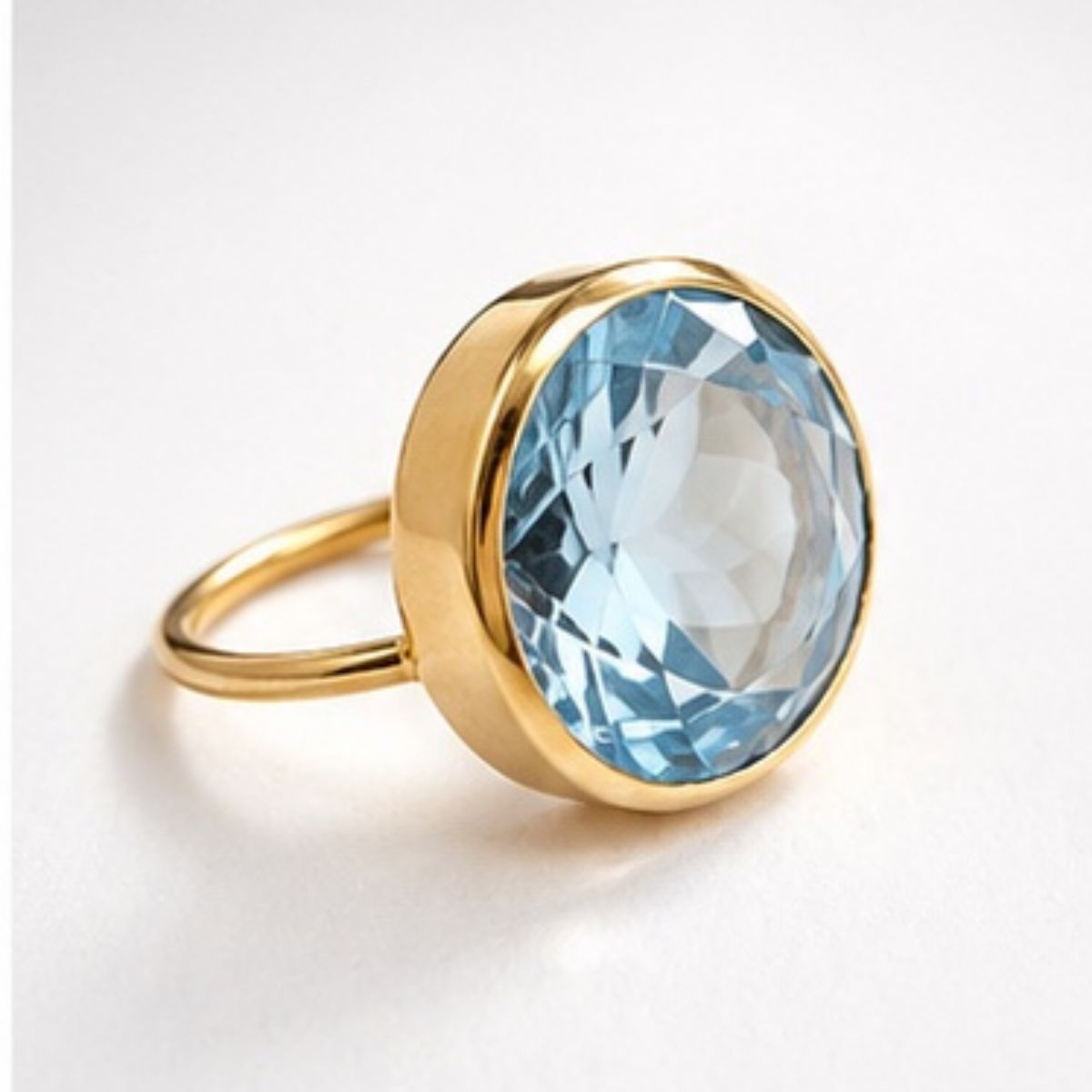 Candy Gem: Swiss Blue Topaz Cocktail Ring (round)
