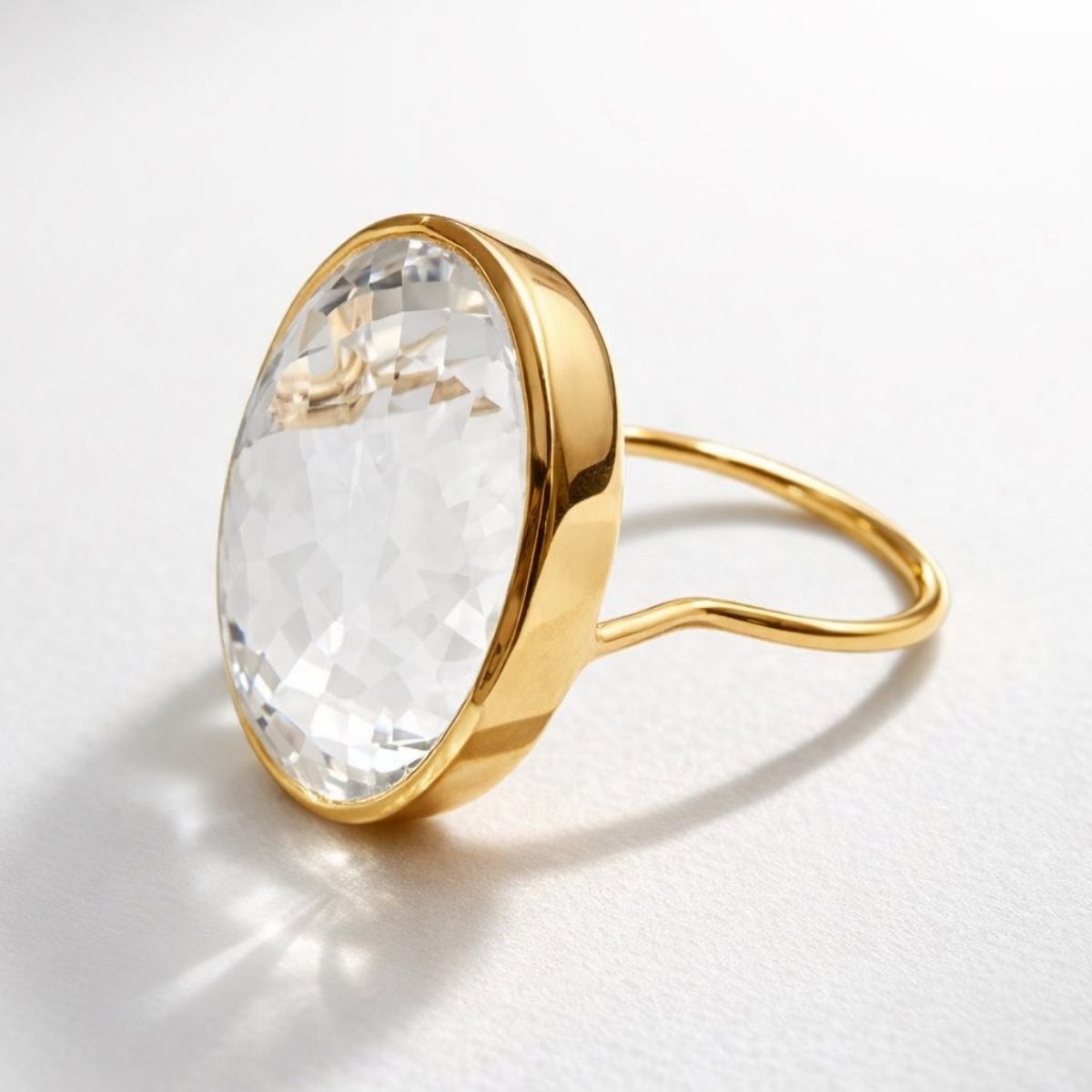 Candy Gem: Clear Crystal Quartz Cocktail Ring