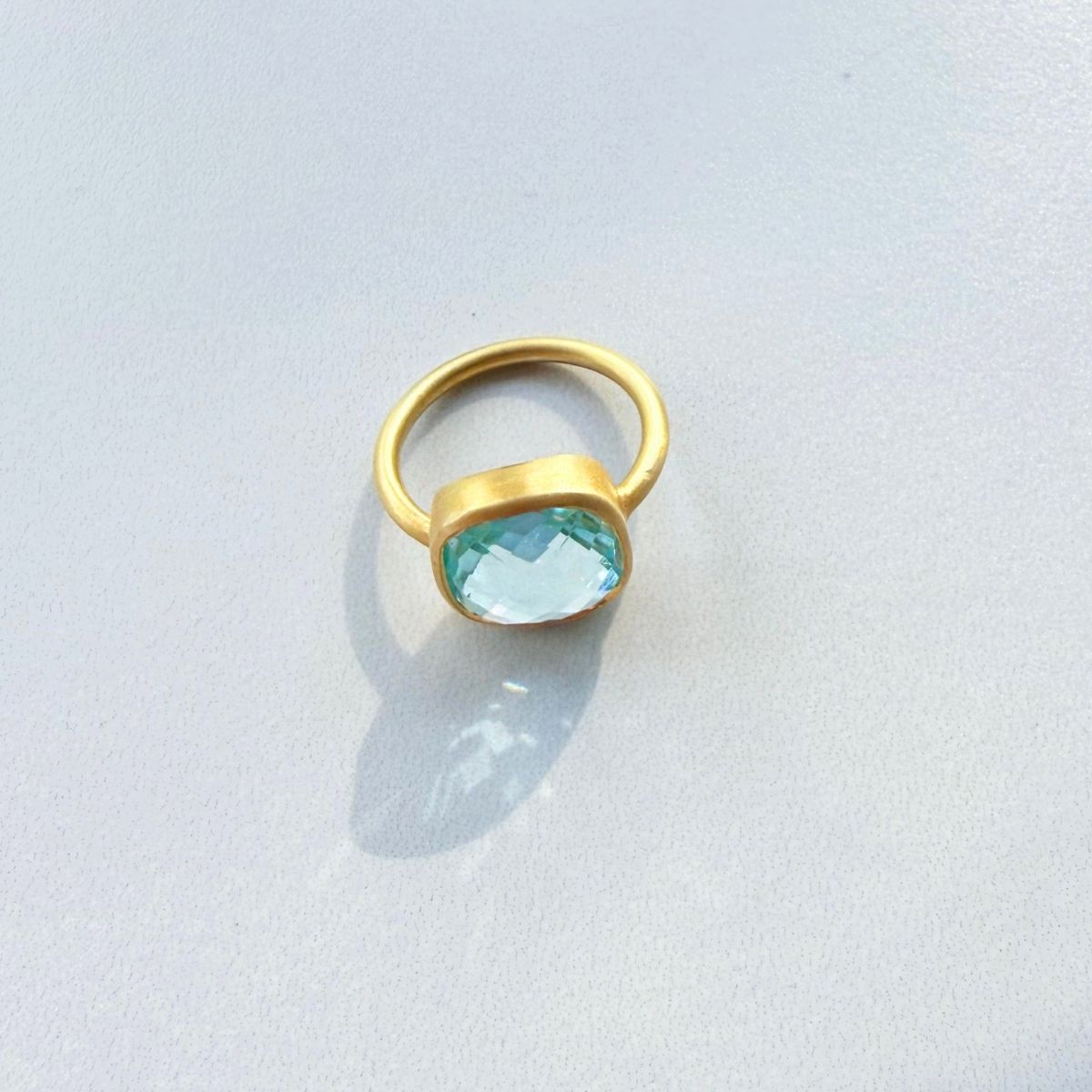 Candy Gem: Swiss Blue Topaz Cocktail Ring (square)