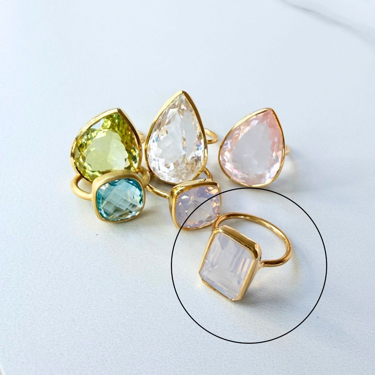 Candy Gem: Lavender Quartz Cocktail Ring (rectangle)