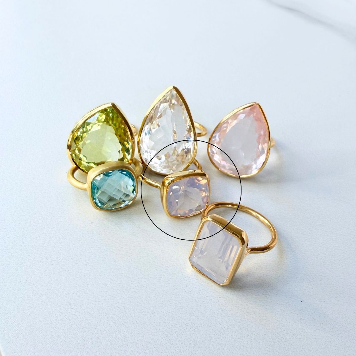 Candy Gem: Lavender Quartz Cocktail Ring (square)