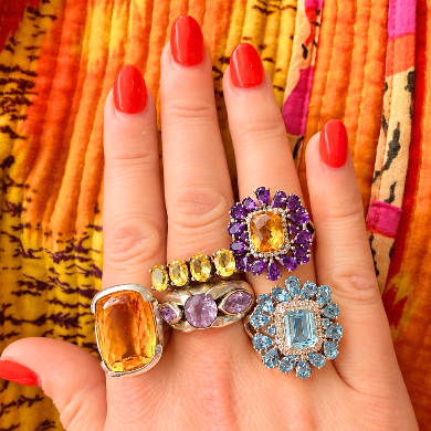 Out Of This World-  Citrine/ Amethyst cocktail ring