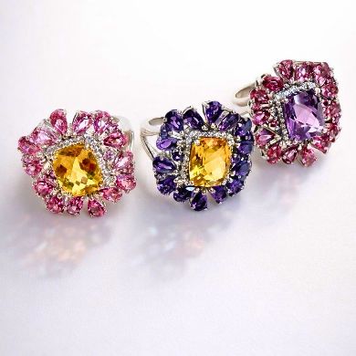 Out Of This World-  Citrine/ Amethyst cocktail ring