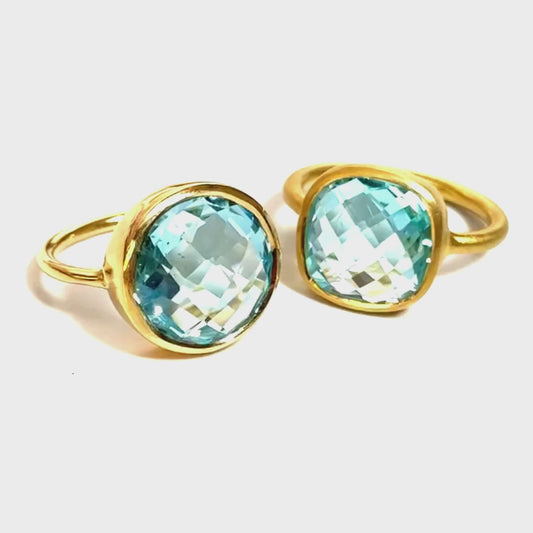 Candy Gem: Swiss Blue Topaz Cocktail Ring (round)